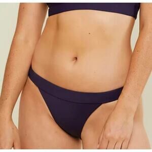 NWT Andie Women's The Banded Cheeky Bikini Bottom Navy Blue Size M